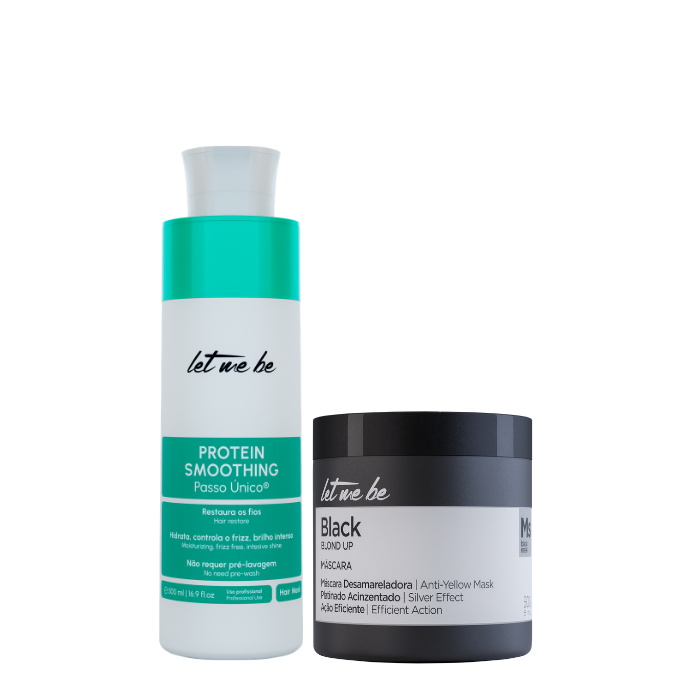 Alisamento Protein Smoothing Passo Único | 500ml + Máscara Black – Efeito Acinzentado | 500g