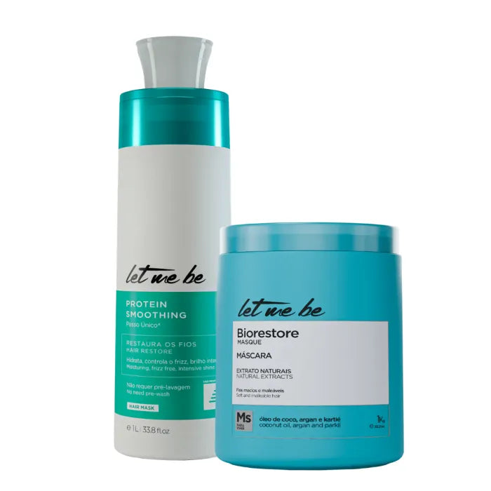 Alisamento Protein Smoothing Passo Único | 1L + Máscara Biorestore Ultra Hidratante | 1Kg