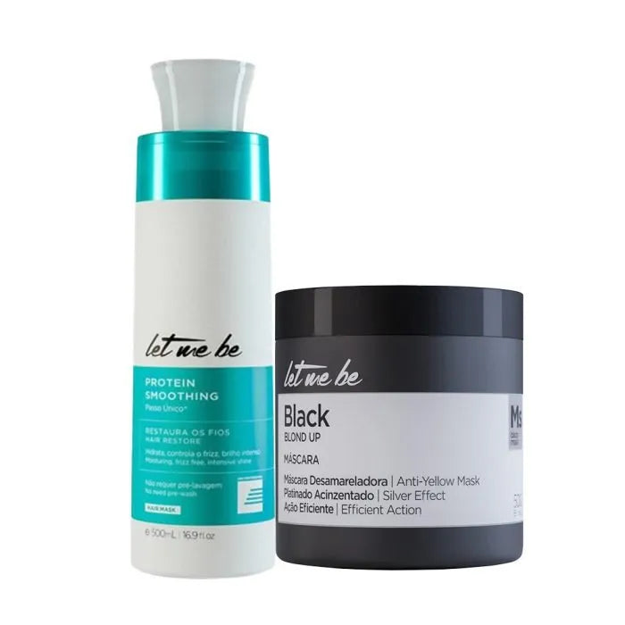 Alisamento Protein Smoothing Passo Único | 500ml + Máscara Black – Efeito Acinzentado | 500g