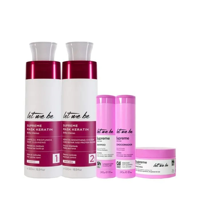 Kit Alisamento Supreme Mask Keratin | 2x500ml + Kit Supreme Home Care | Pós-Progressiva