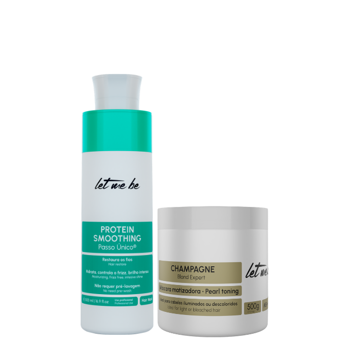 Alisamento Protein Smoothing Passo Único | 500ml + Máscara Champagne – Efeito Perolado | 500g