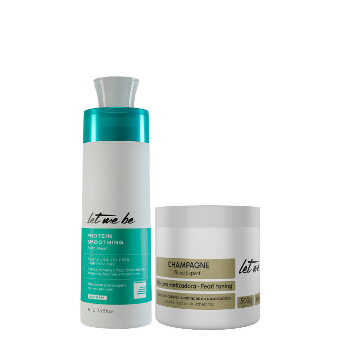 Alisamento Protein Smoothing Passo Único | 1L + Máscara Champagne – Efeito Perolado | 500g