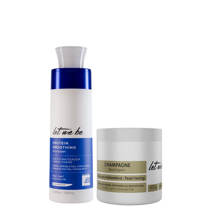 Alisamento Blond Expert Passo Único | 500ml + Máscara Champagne – Efeito Perolado | 500g