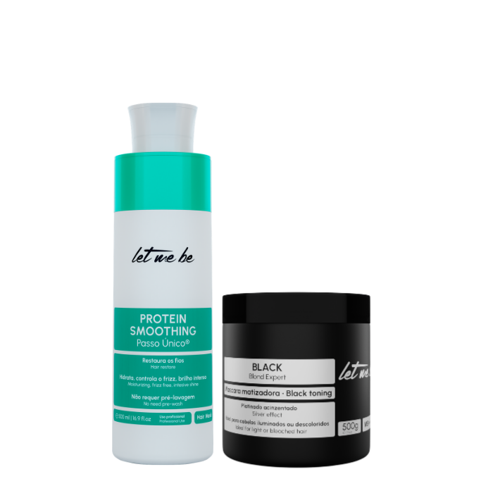 Alisamento Protein Smoothing Passo Único | 500ml + Máscara Black – Efeito Acinzentado | 500g
