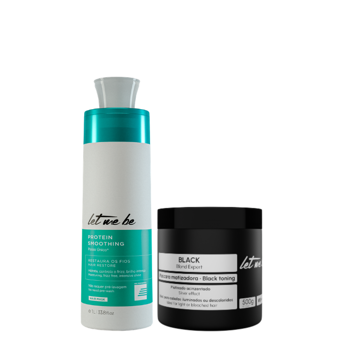 Alisamento Protein Smoothing Passo Único | 1L + Máscara Black – Efeito Acinzentado | 500g