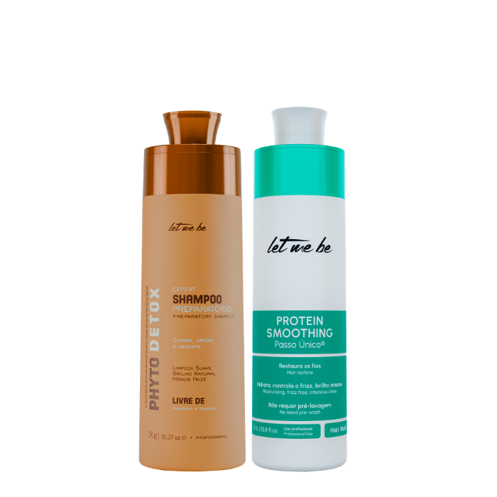 Shampoo Preparatório Phyto Detox | 1L + Alisamento Protein Smoothing Passo Único | 1L