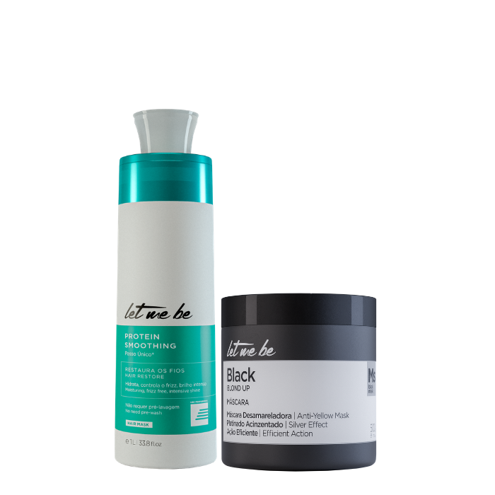 Alisamento Protein Smoothing Passo Único | 1L + Máscara Black – Efeito Acinzentado | 500g