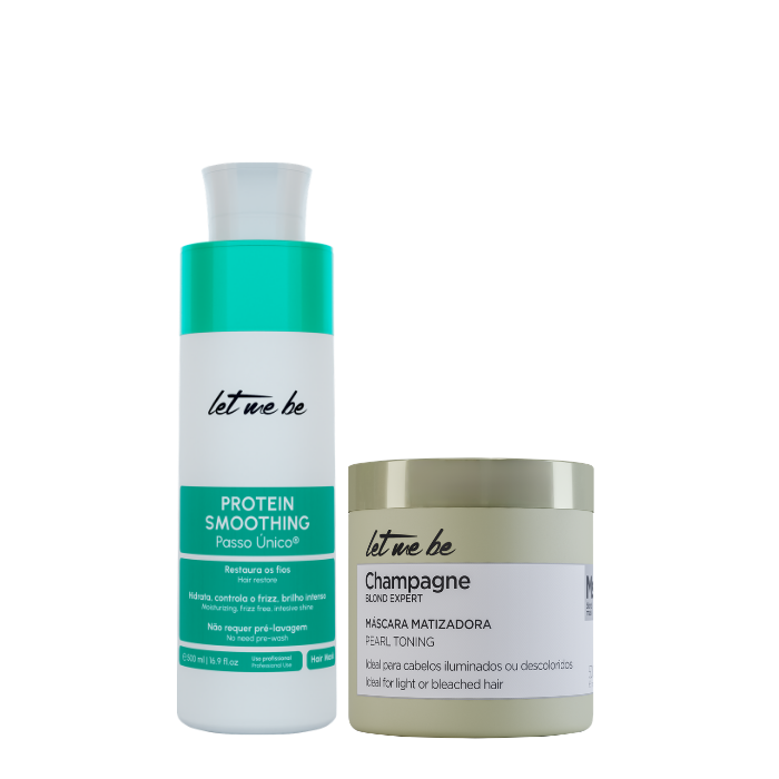 Alisamento Protein Smoothing Passo Único | 500ml + Máscara Champagne – Efeito Perolado | 500g