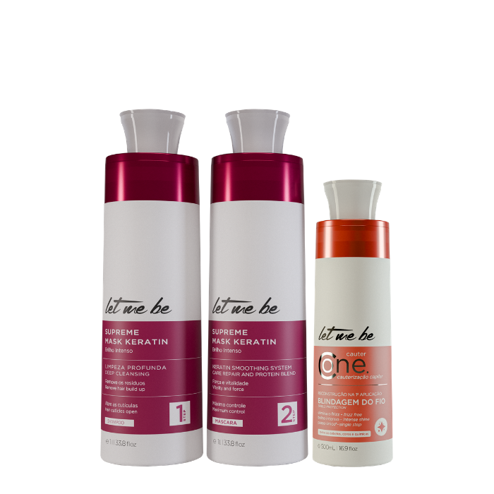 Kit Alisamento Supreme Mask Keratin | 2x1L + Cauterização Cauter One – Let Me Be | 500ml
