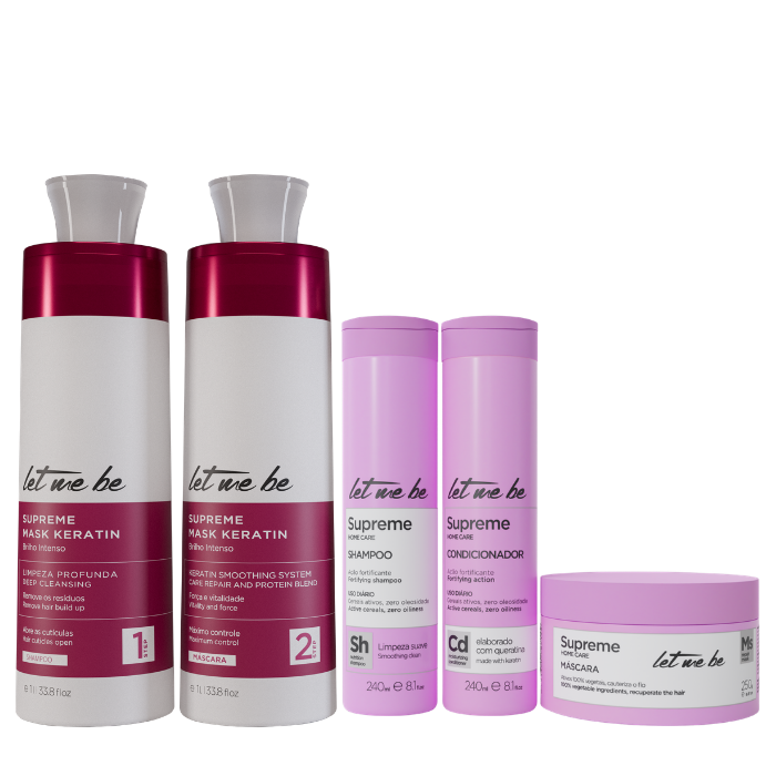 Kit Alisamento Supreme Mask Keratin | 2x1L + Kit Supreme Home Care | Pós-Progressiva