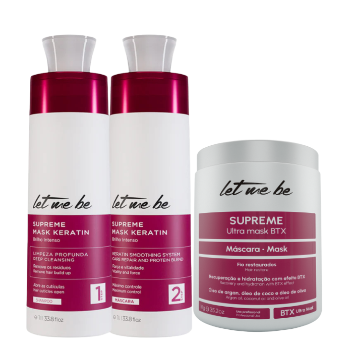 Kit Alisamento Supreme Mask Keratin | 2x1L + Btx Supreme Ultra Mask | 1Kg