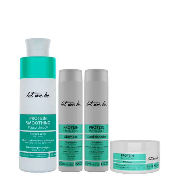 Alisamento Protein Smoothing Passo Único | 500ml + Kit Protein Home Care – Liso Prolongado | Pós-Progressiva