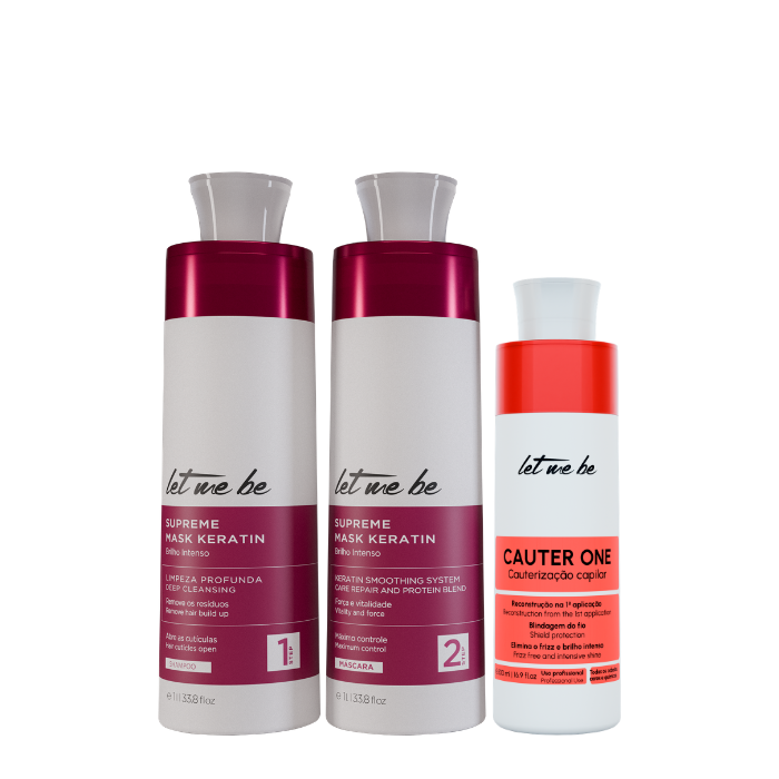 Kit Alisamento Supreme Mask Keratin | 2x1L + Cauterização Cauter One – Let Me Be | 500ml